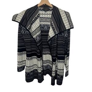 ICELANDIC DESIGN Women's Size Small Nordic Wool Knit Cardigan Sweater Black Gray